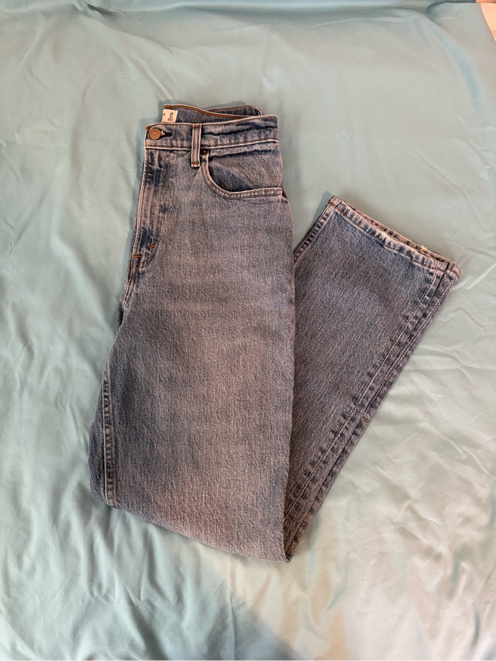 Abercrombie & Fitch 90s Straight Ultra High Rise Denim Jeans — Medium Blue Wash